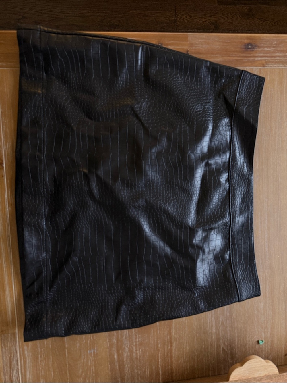 LOFT Black Faux Embossed Leather Mini Skirt